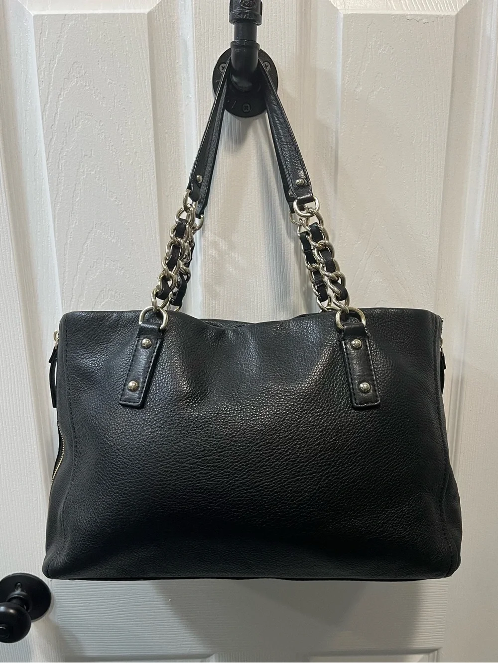 kate spade Cobble Hill Andee Chain-Handle Black Leather Shoulder Tote